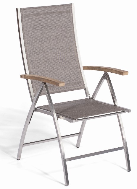 Sonnenpartner Klappsessel Paragon, Edelstahl / Textilgewebe taupe / Teakholz