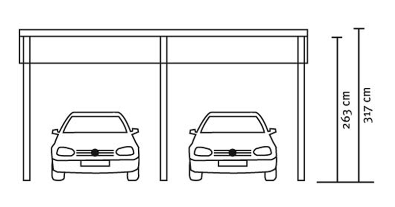 Skan Holz Runddach-Carport Schwaben, Leimholz, 648 x 630 cm