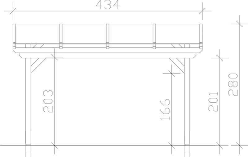Skan Holz Terrassenüberdachung Sanremo 434 x 350 cm, freistehend, Leimholz