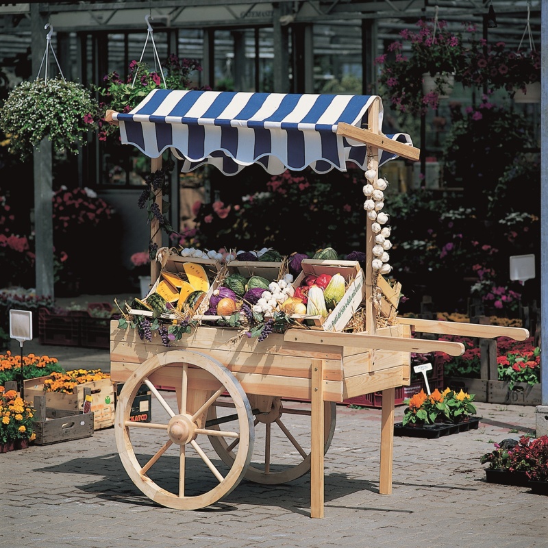 Promadino Marktwagen mit Baldachin weiß/blau Promadino Marktwagen mit Baldachin weiß/blau