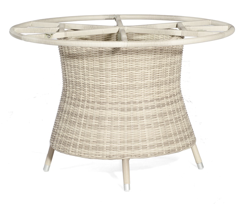 Sonnenpartner Tisch Base-Polyrattan rund, Aluminium / Kunststoffgeflecht white-coral, Ø 134 cm