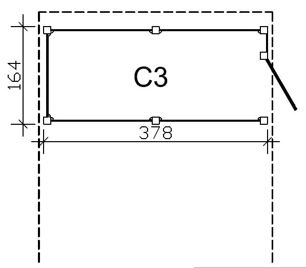 Skan Holz Abstellraum C3, impr. Nadelholz, Profilschalung, 378 x 164 cm