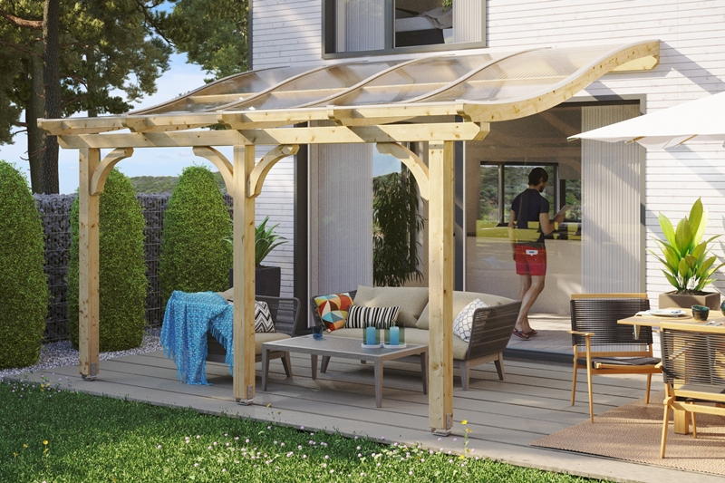 Skanholz_Terrassenueberdachung_Venezia_Breite-434_unbehandeltNvk9DffgGqjai Abgebildete Gartenmöbel und Dekoration nicht im Lieferumfang enthalten.