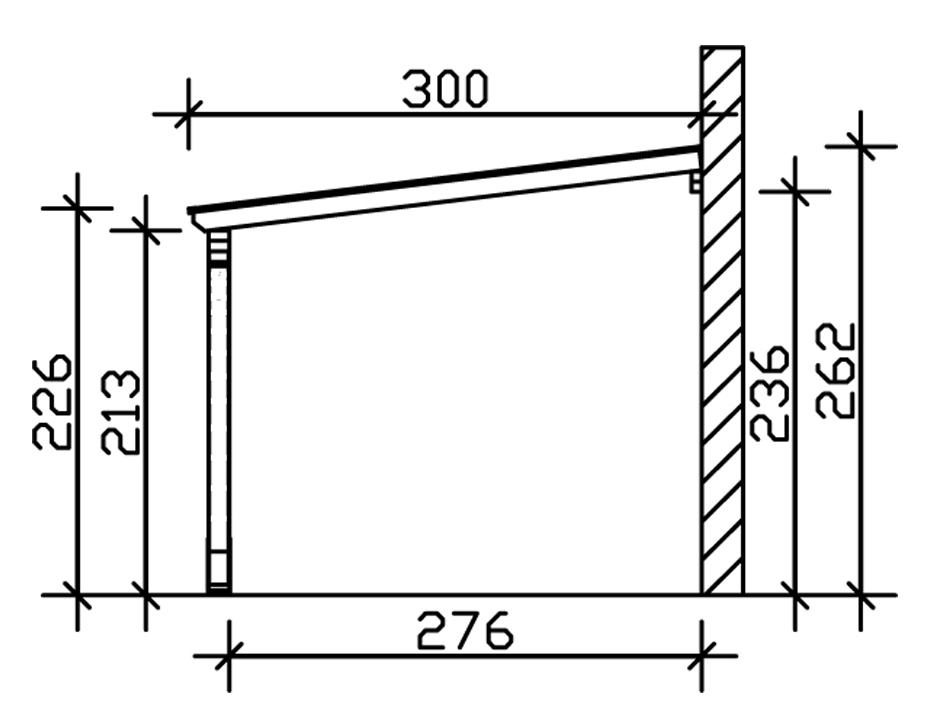 Skan Holz Wandanbau-Carport Eifel, Leimholz, 541 x 300 cm, 16 mm Doppelstegplatten