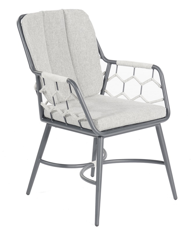 Sonnenpartner Sessel Yale, Aluminium / Kunststoffgeflecht Polyrope silbergrau, inkl. Kissen