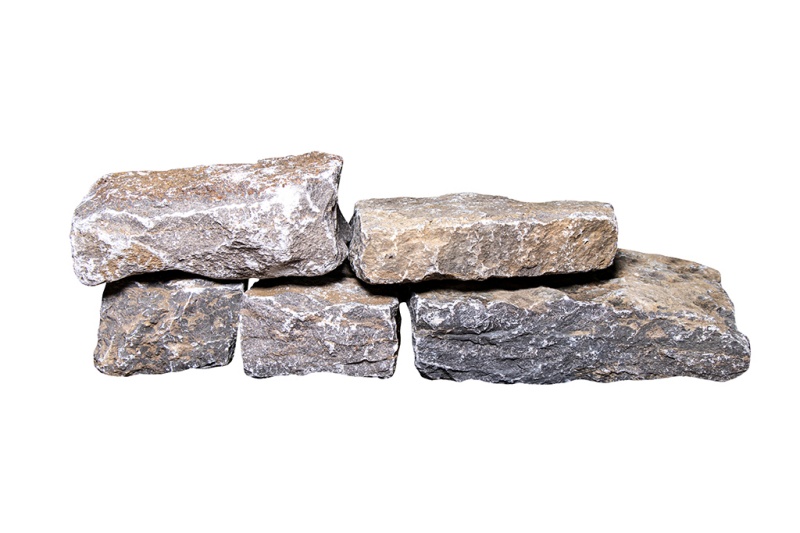 Muschelkalk Mauersteine, maschinengespalten, Körnung 8-15/15-25/30-50 cm, braun-grau