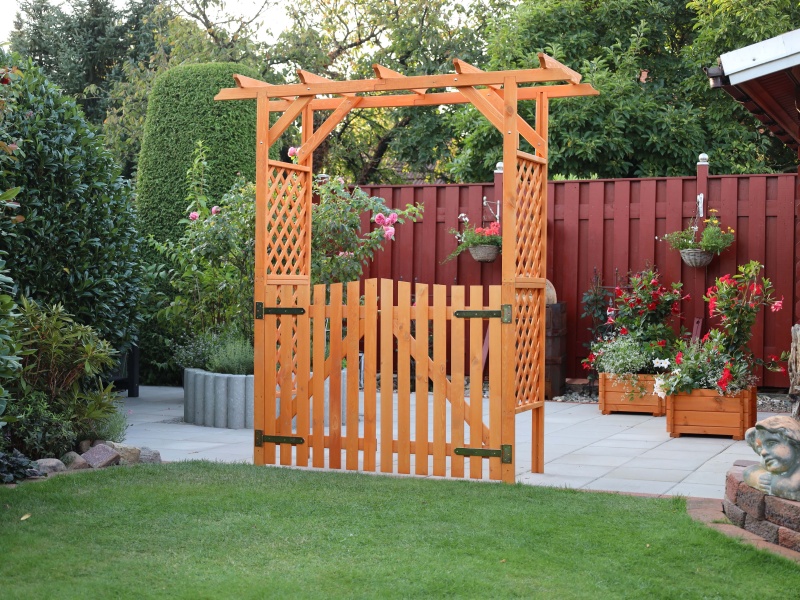 Promadino Set Pergola Bamberg mit Türen, honigbraun