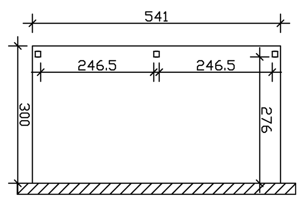 Skan Holz Wandanbau-Carport Vogtland, Leimholz, 541 x 300 cm, 16 mm Doppelstegplatten