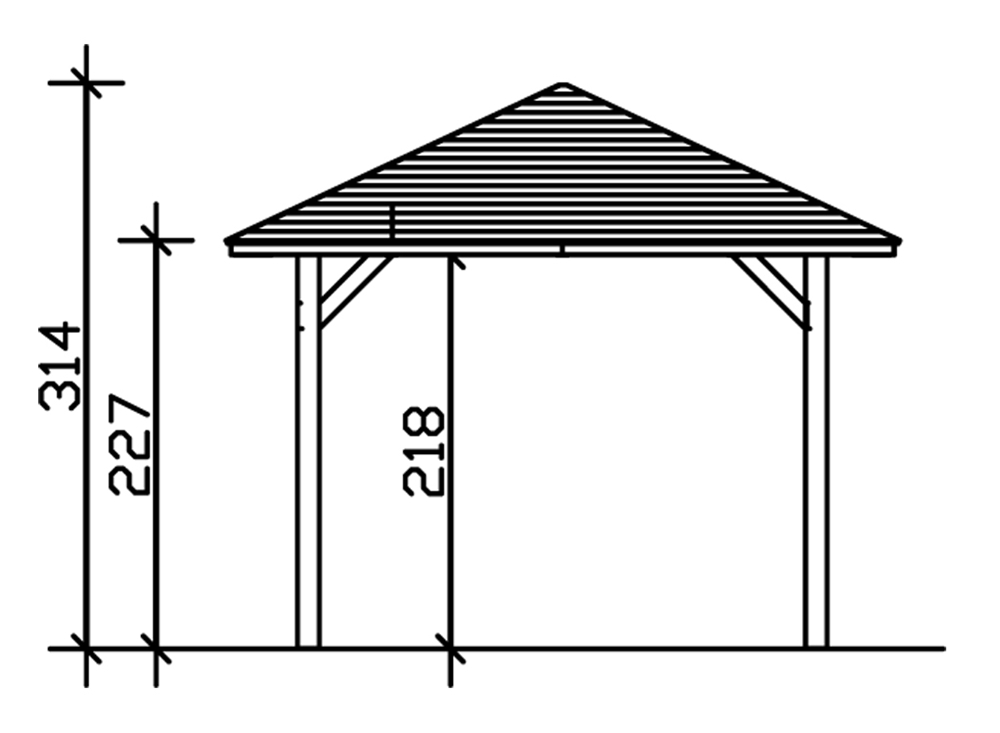 Skan Holz Zeltdach-Carport Taunus 374 x 656 cm, Leimholz