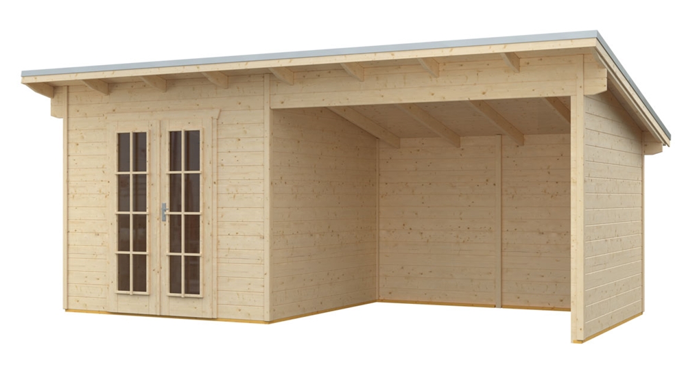 Skan Holz Gartenhaus Texel, 550 x 250 cm, 28 mm, unbehandelt