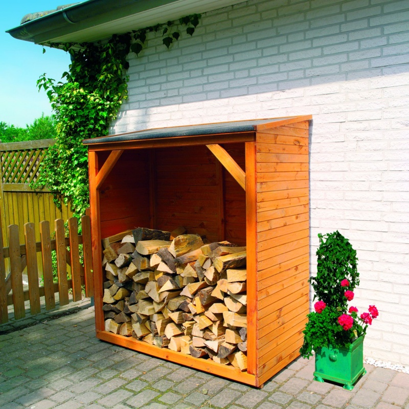 Promadino Kaminholzschrank, honigbraun