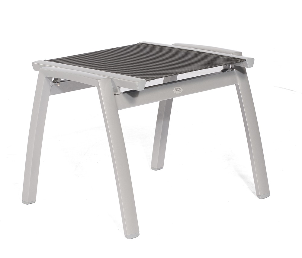 Sonnenpartner Hocker Star, Aluminium silber / Textilgewebe schwarz-silber