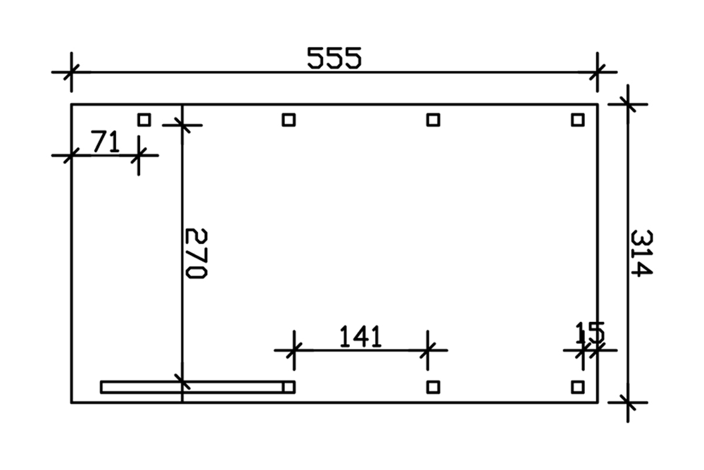 Skan Holz Flachdach-Carport Friesland 314 x 555 cm, Aluminium-Dachplatten, mit 1 Einfahrtsbogen