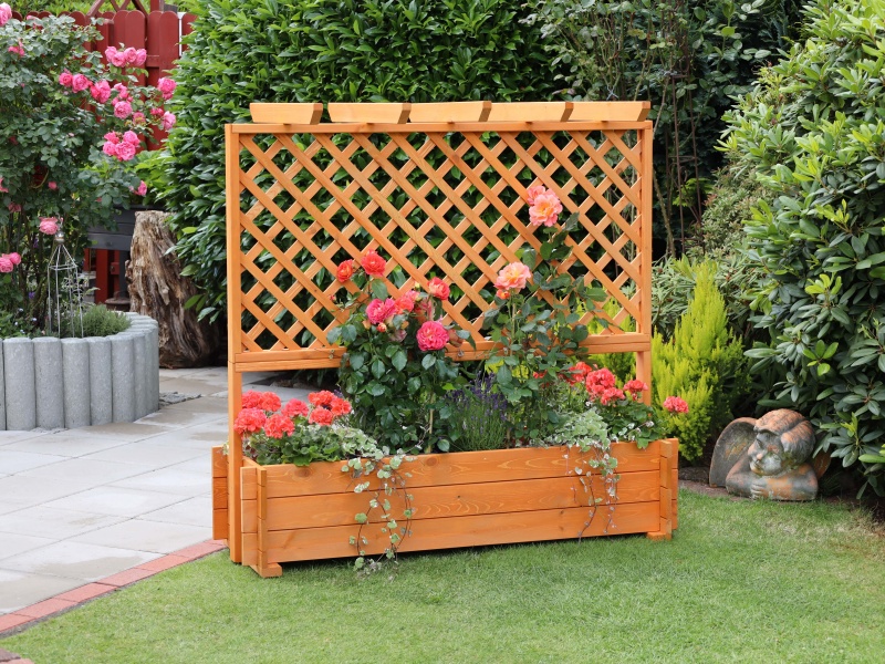 Promadino Rankkasten mit Pergola, 140 x 140 cm, honigbraun