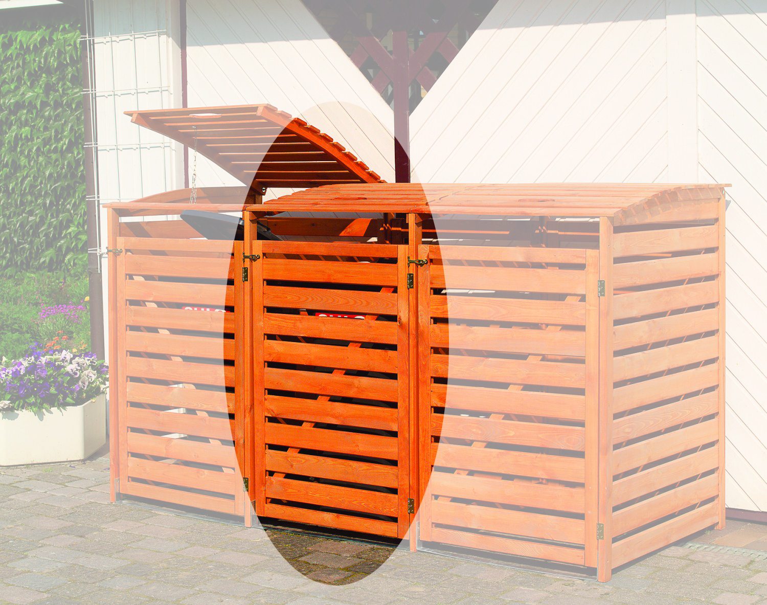 Promadino Erweiterungsbox für Mülltonnenbox Vario III, honigbraun