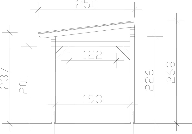 Skan Holz Terrassenüberdachung Sanremo 648 x 250 cm, freistehend, Leimholz