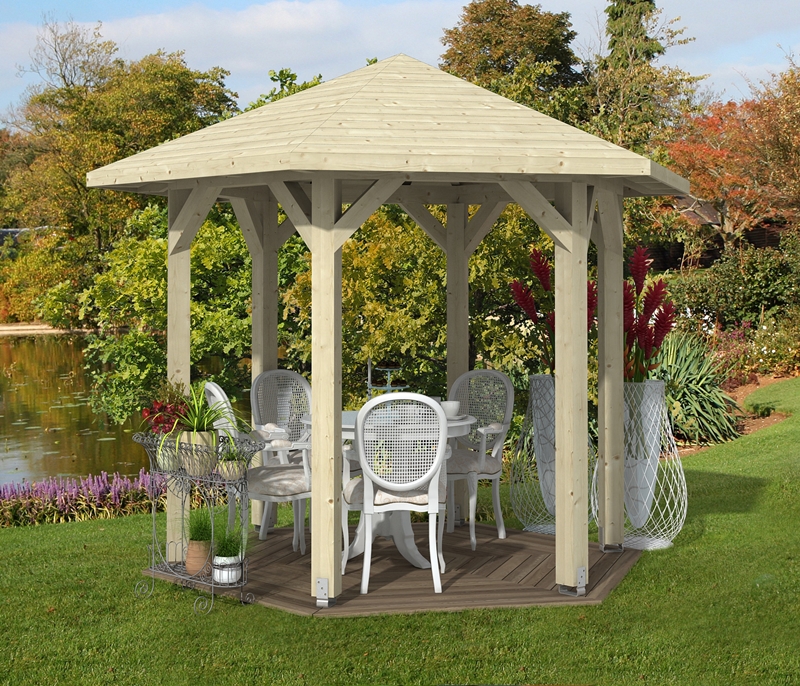 Skanholz_Pavillon_Nancy_Groesse_1ykn5aPicsRaks Abgebildeter Fußboden, Gartenmöbel und Dekoration nicht im Lieferumfang enthalten.