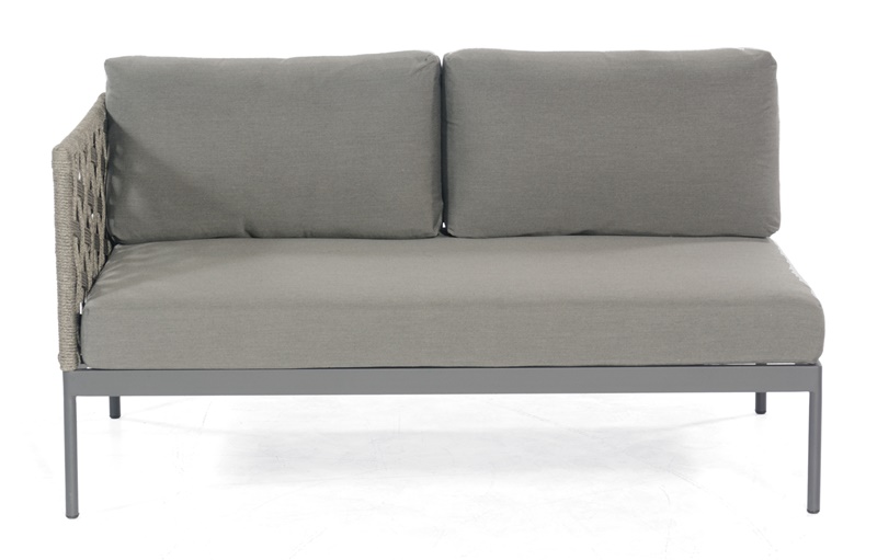 Sonnenpartner Lounge-Eckmodul Vogue, 2-Sitzer links, Aluminium / Polyrope grau, inkl. Kissen