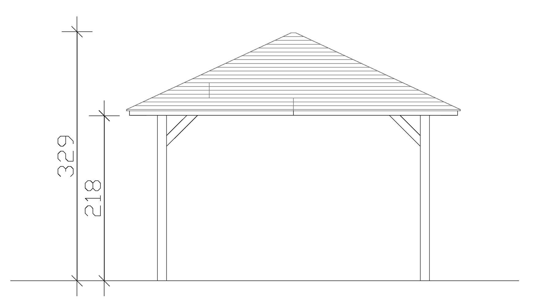 Skan Holz 4-Eck-Pavillon Cannes, Größe 2, 439 x 439 cm, Leimholz