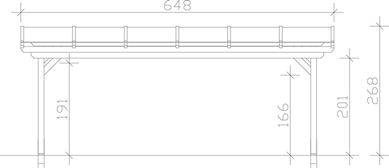 Skan Holz Terrassenüberdachung Sanremo 648 x 250 cm, freistehend, Leimholz