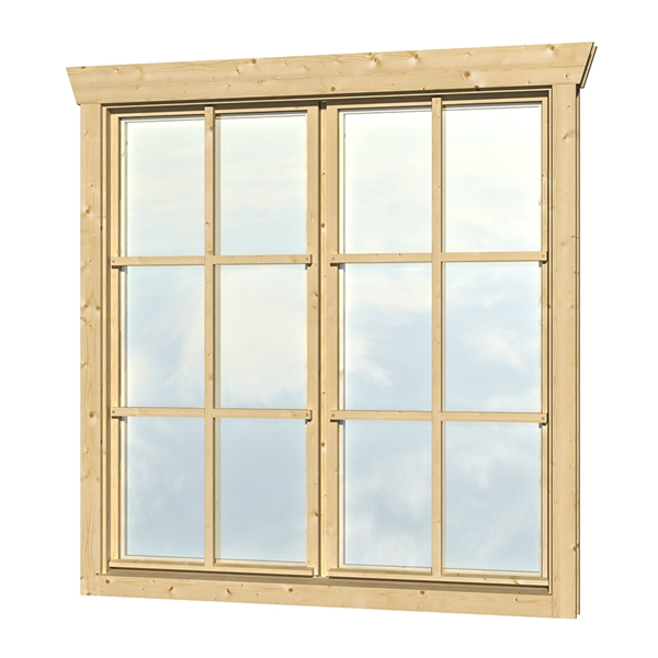 Skan Holz Dreh-Kipp-Doppelfenster 2 x 57,5 x 123,5 cm für 28 mm Blockbohlen
