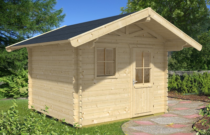 Skanholz_BBH_Arosa Skan Holz Gartenhaus Arosa 1, 300 x 250 cm, 45 mm, unbehandelt