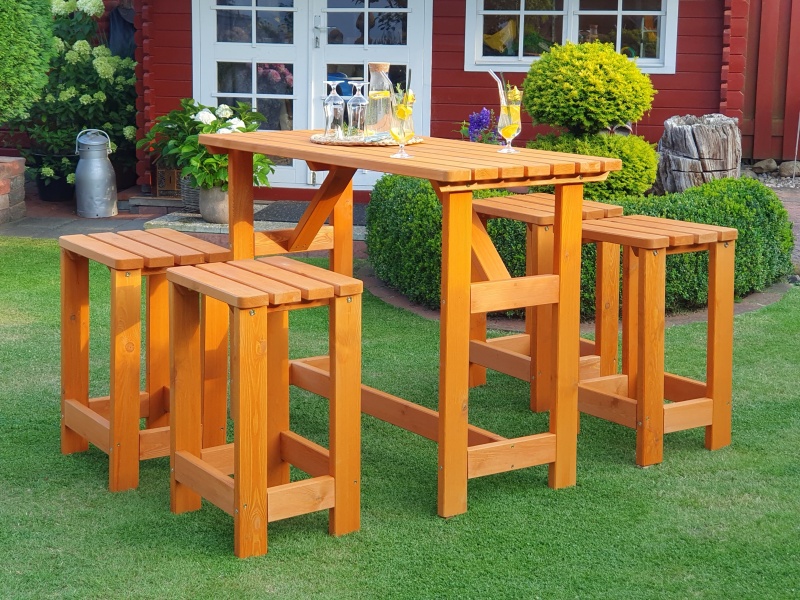Promadino Barlounge Summer 4 Hocker + 1 Tisch, honigbraun