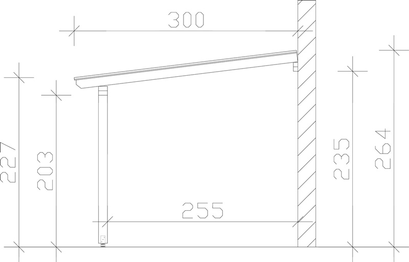 Skanholz_Terrassenueberdachung_Andria_300_Seitenansicht