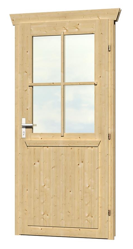 Skanholz_Einzeltuer_45mm Skan Holz Einzeltür 78,5 x 186,5 cm für 45 mm Blockbohlen, halbverglast